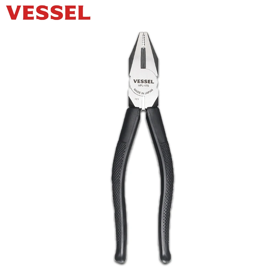 VESSEL Electrical Wire Cutter Pliers Flat-Nose Pliers Strong Steel Wire Pliers 7-Inch HPL-175