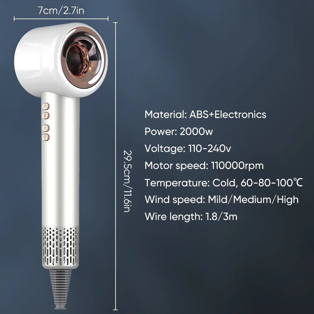 مجفف شعر قوي سريع الجفاف 110000 دورة في الدقيقة Bldc Motor مجفف شعر فائق 2024 مجموعة مجفف شعر أيوني عالي السرعة