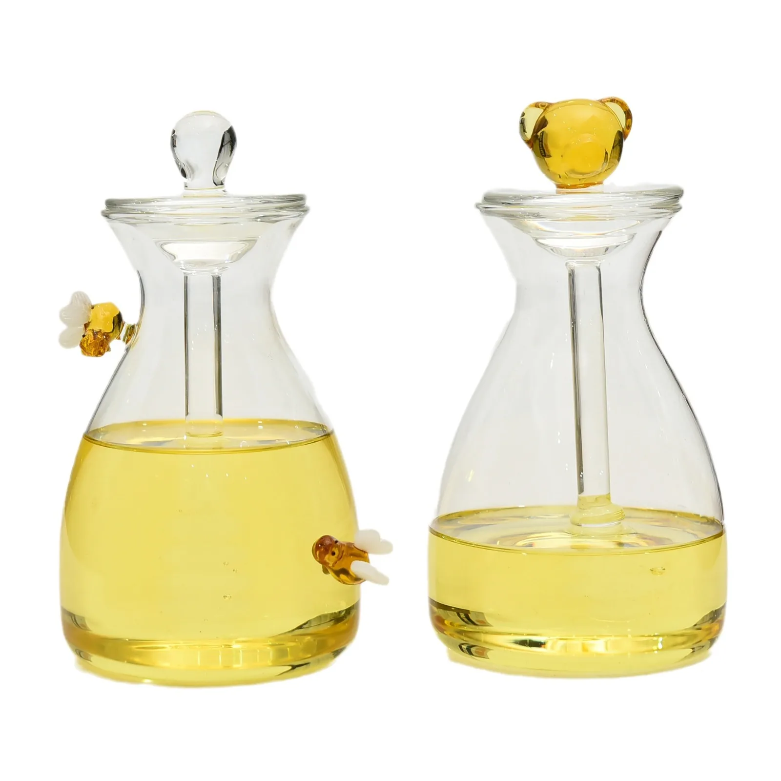 30 Pieces 500ML Large Capacity High Borosilicate Glass Honey Pot Bear Design Lovely Bear Honey Jar with Covered Glass Stirrer