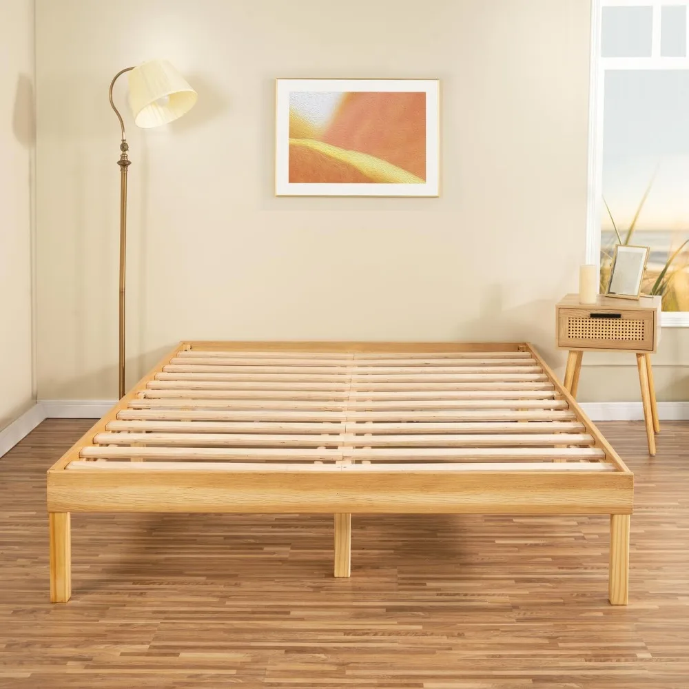 

Full Size Wood Platform Bed Frame No Box Spring Needed Solid Pine Wood Full Platform Bed Frame Japanese 9 2 Under Storage Color