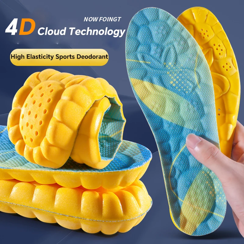 

4D Cloud Sport Insoles Soft Breathable High-elasticity Shock Absorption Running Shoe Pad For Men Women Latex Massage Insole