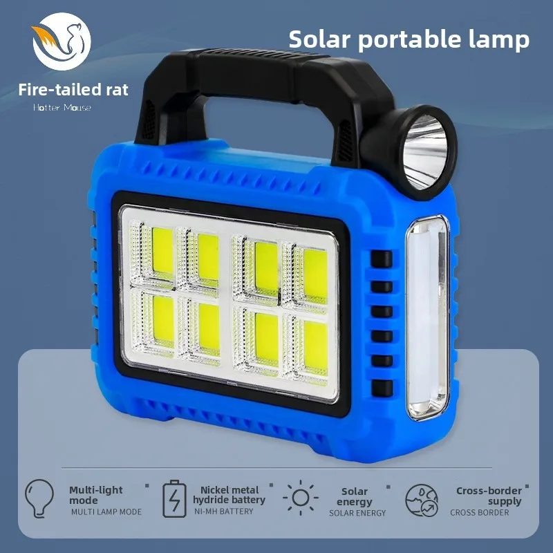 Solar USB Rechargeable Camping Lantern Flashlight Searchlight Multi Function LED Light for Outdoor Tent Hiking and Emergency