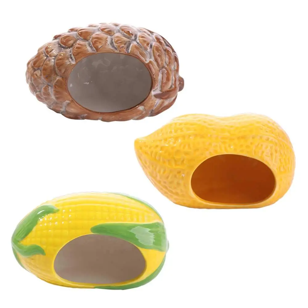 

Hamster Landscaping Supplies Ceramic Hamster Nest Cute Cooling Pet Hiding House Cartoon Creative Hamster Bed Golden Bear