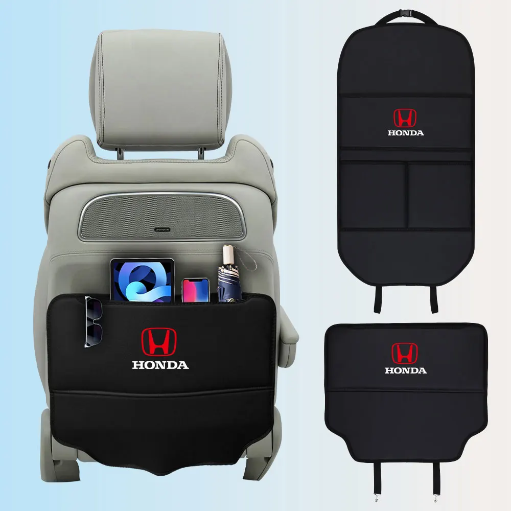 Car Seat Back Protection Anti-Kick Pad Rear Seat Storage Bag Auto Accessories For Honda Civic Accord City CR-Z Element Insight
