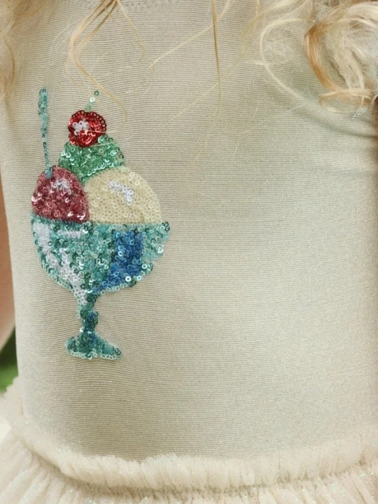 2026 Zomer KS Baby Meisjes Kersen Aardbei Pailletten Badmode Bikini Sets Kinderen Strandkleding Meisjes Kant Prinses Badpak Een Stuk - afbeelding 2
