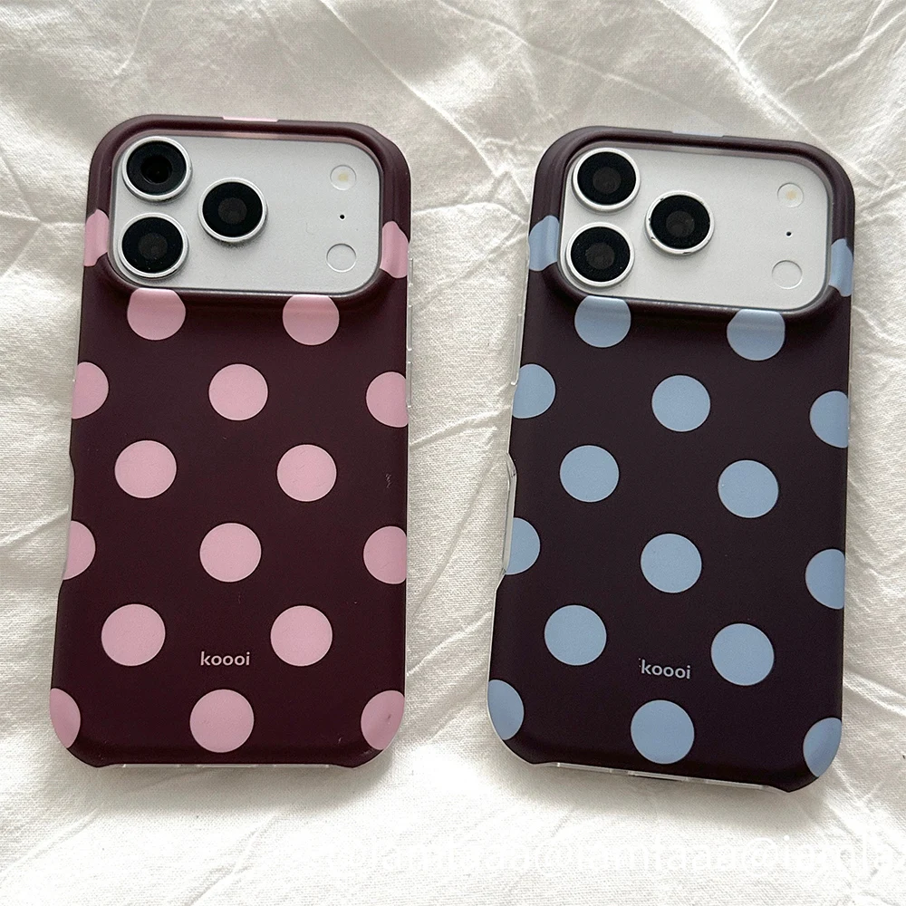 Beliebte Retro-Handyhülle mit großen Polka Dots in Burgunderrot für iPhone 18 Pro Max 17 16 15, stoßfeste Schutzhülle aus IMD TPU – Detail 5