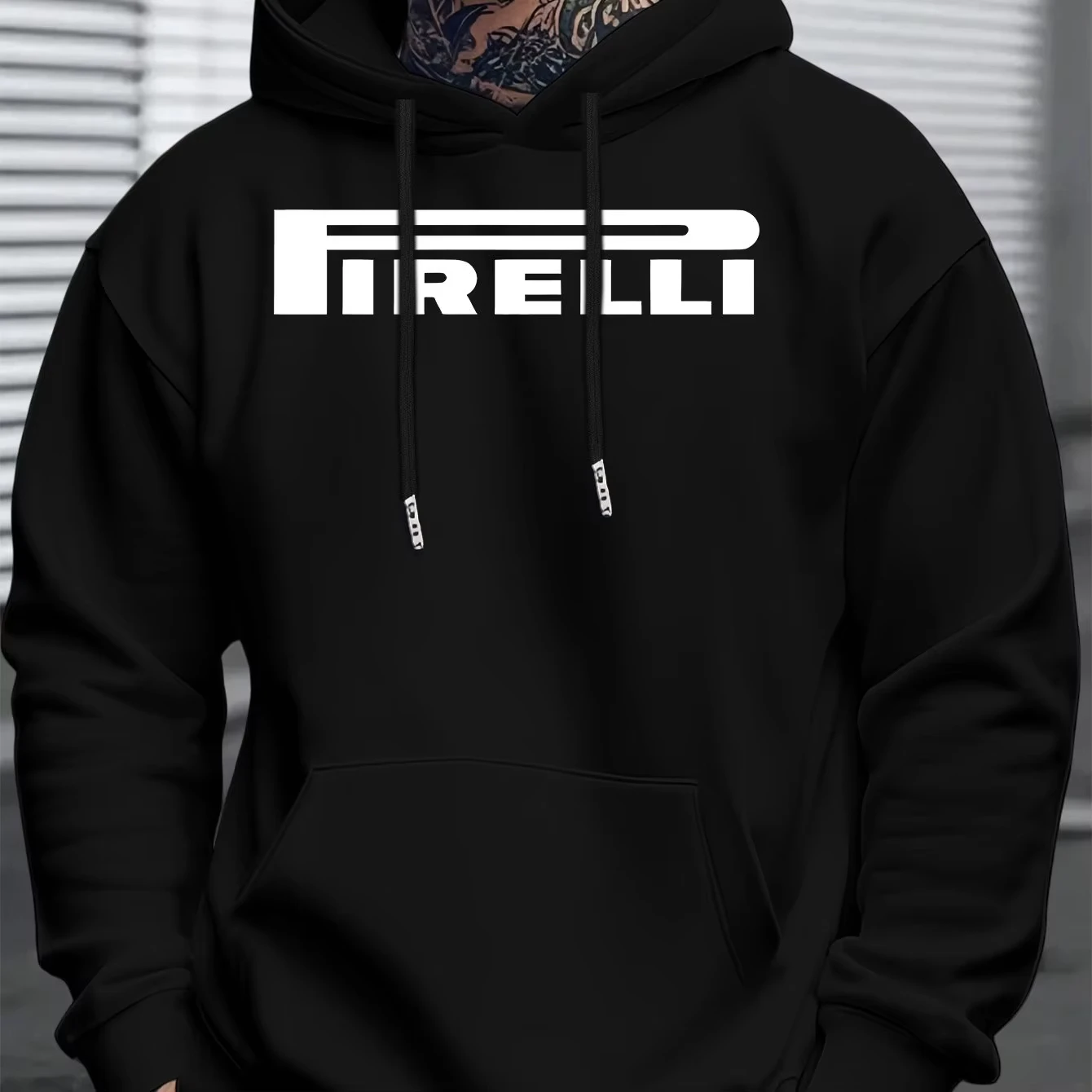 Herren Pirelli Buchstaben-Print Hoodie Oversized Pullover Sweatshirt Unisex Streetwear Langarm Kängurutasche Casual Herbst Winter – Detail 2