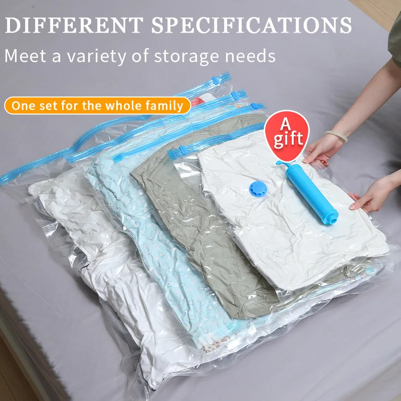 3/5PCS Vacuum Storage Bags For Clothes,Bedding,Space Saving Bags Storage Vacuum Seal Packet,Folding Compressed Organizer Bag