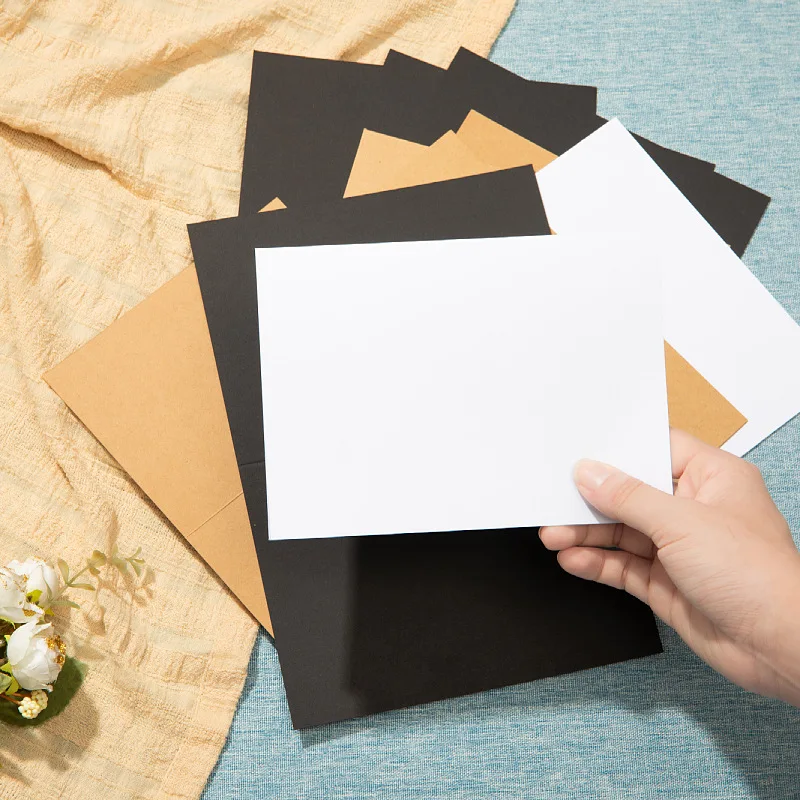20 Stück Kraftpapier, weiß, leere Grußkarte, Retro, einfach, faltbar, halb faltbar, leere Grußkarte, DIY-Karte – Detail 4