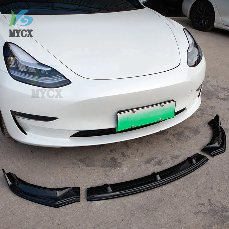 Body Kit Guard Tuning Splitter Facelift Front Bumper Lip Chin Cover For Tesla Model 3 2016 2018 2021 2017 2020 2019-2021 2022