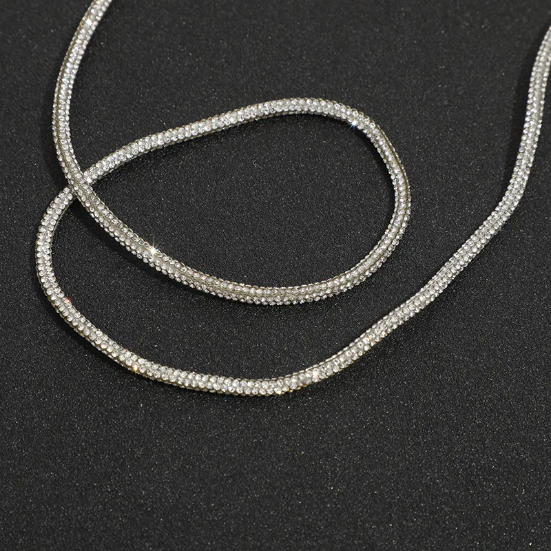 2 yarde strass taglio tubo tondo cordoncino cristallo lucido stringa Bling coulisse per lacci delle scarpe fai da te cinturino materiale Decor