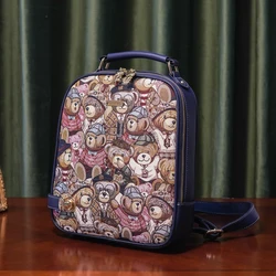 Mochila Jacquard para meninas, mochila de grande capacidade para mulheres, mochila de faculdade feminina, bolsa de escola secundária, urso, moda, 2023