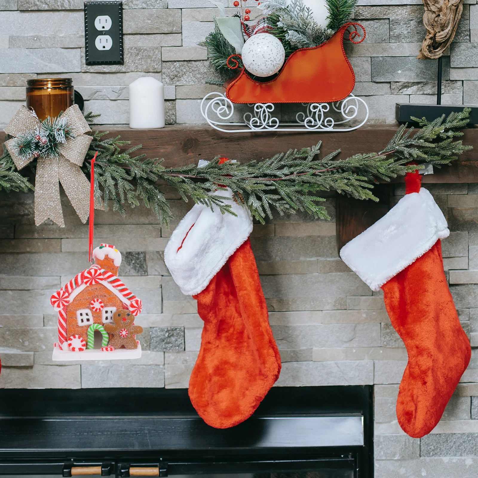 

Gingerbread House Ornament Christmas Tree Hanging Decorations Ornaments Clearance Home Artificial Polymer Clay Man