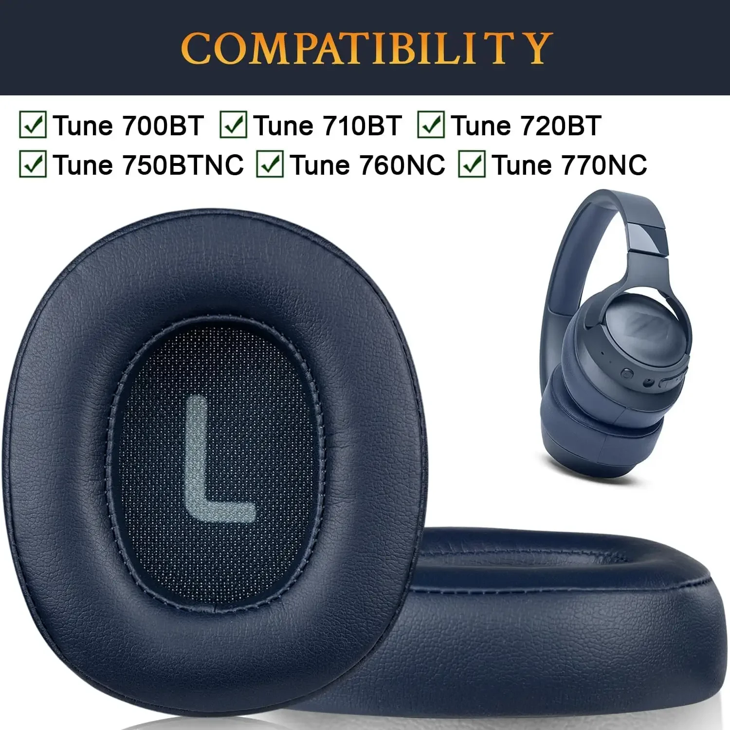 استبدال وسادة الأذن ل JBL Tune 700BT 710BT 720BT 750BTNC 770NC غطاء رغوة الذاكرة وسادات الأذن سماعة