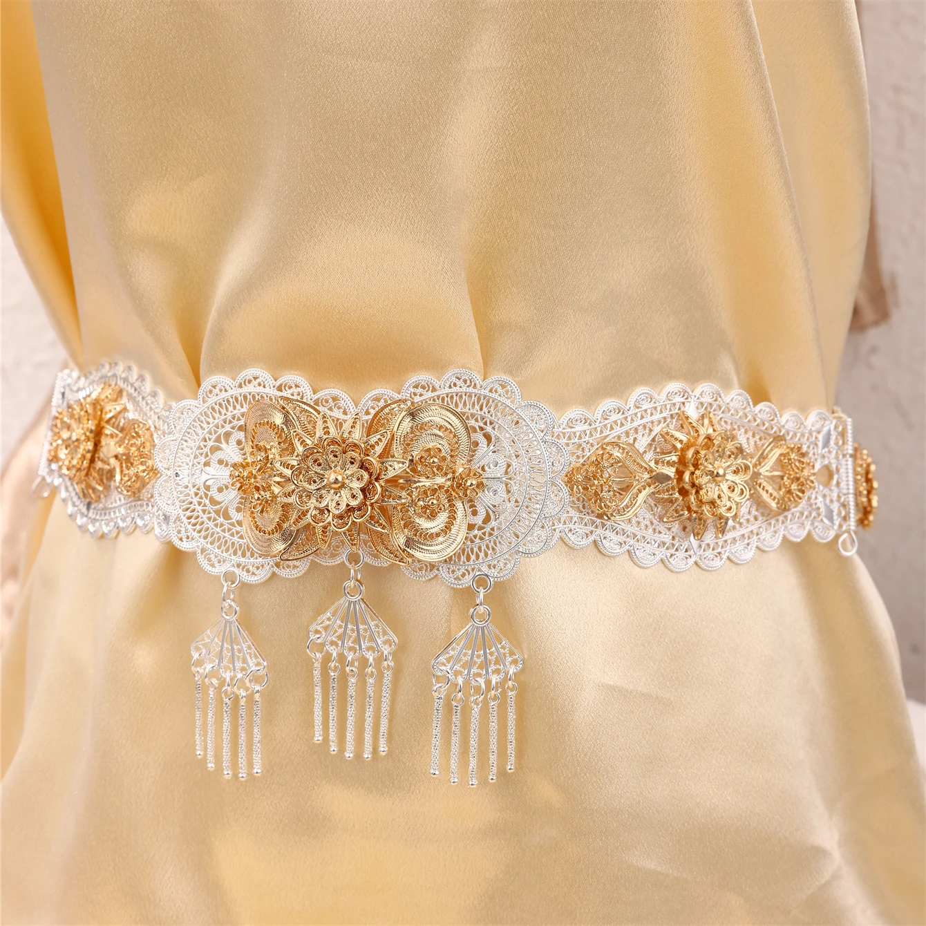 Moroccan Chic Belt Lace Bow With Golden Belt Gorgeous Clothing Accessories Of Woman Middle Eastern Woman Body Chain Wedding Jewe