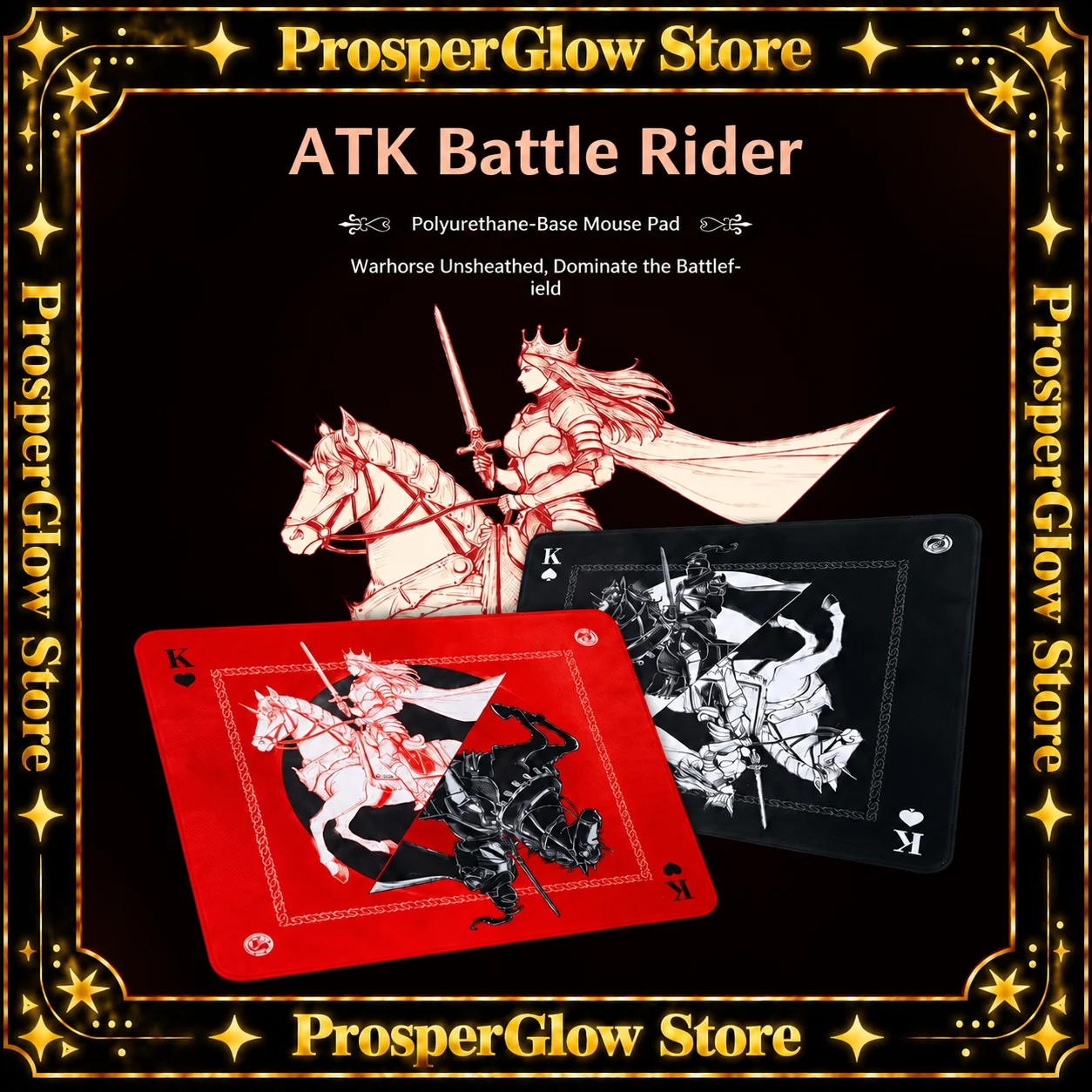 Echtes ATK Warhorse Battle Riding Mauspad, Originalillustration, E-Sports, FPS-Spiel, Büro, speziell für Fearless Contract.