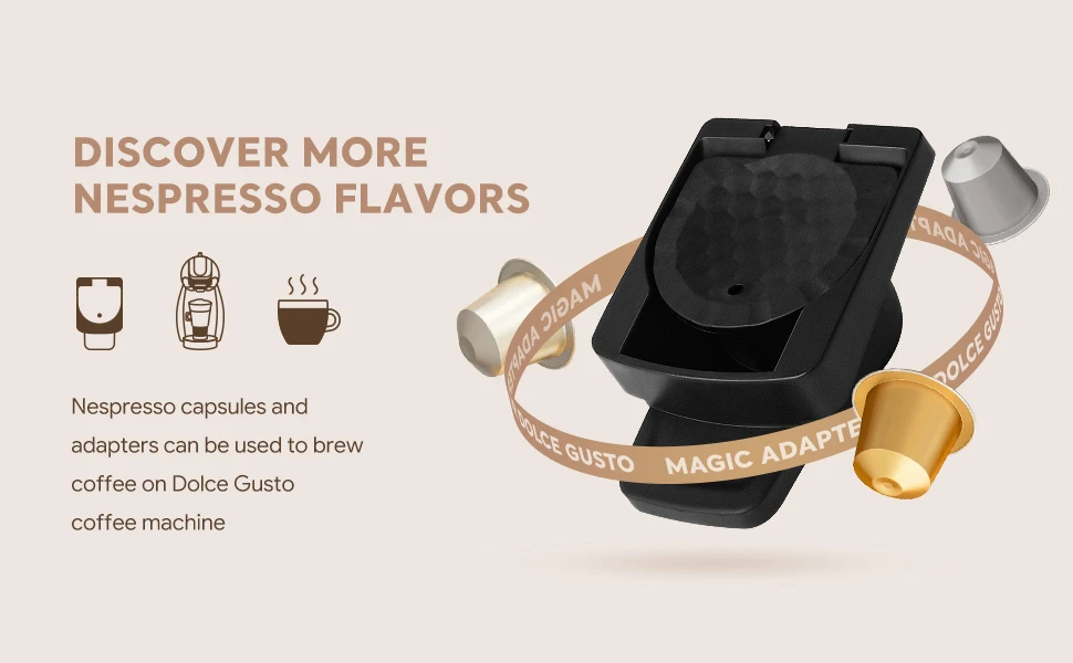 Adaptateur de capsules réutilisables ICafilas pour machine Dolce Gusto compatible avec les capsules de café originales Nespresso Mini Me  15