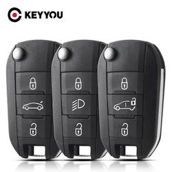 KEYYOU For Peugeot 508 208 2008 308 3008 5008 For Citroen C3 C4 C4L Elysee 3 Buttons Car Key Shell Remote Flip HU83 VA2 Blade