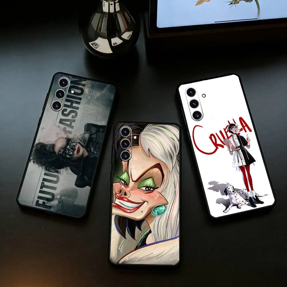 

C-Cruella D-De Vil Phone Case For Samsung Galaxy A73,A21s,A22,A31,A52,A53,A71,A41Soft Black Shell