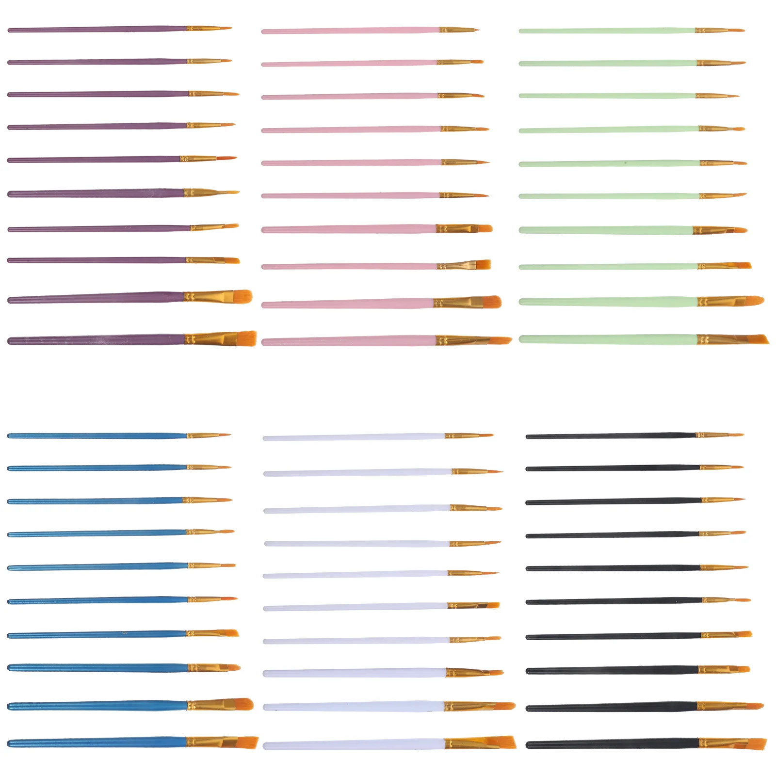 

60pcs Paintbrushes Set Nylon Painting Brush Kit For Art Student Watercolor Oil Painting Tools Pigment Mixing Flat Tip Draw Brush