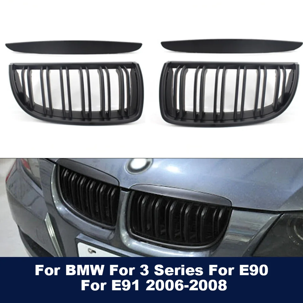 

Bumper Grille 51137120008 51137120007 For BMW For 3 Series For E90 For E91 2006-2008 Black Double Line Modified Intake Grille
