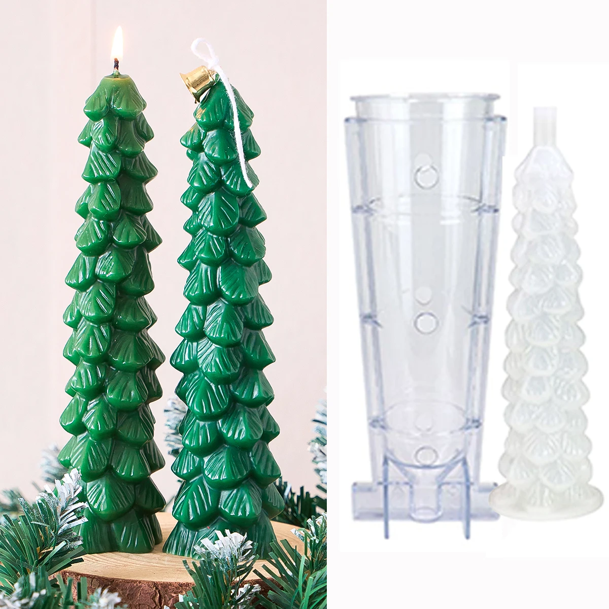 Weihnachtsbaum Kerze Silikonform DIY Kreative Lange Stange Duftkerze Gips Gießform Weihnachten Handwerk Geschenkherstellung Zubehör