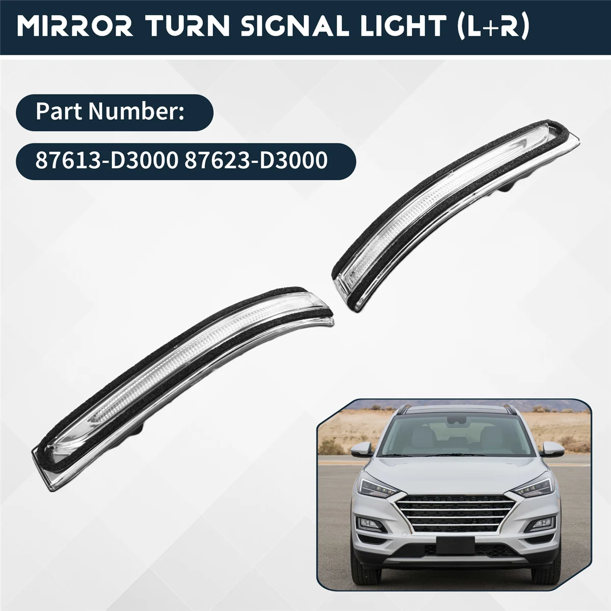 A02Q-Rearview Mirror Turn Signal Light for Hyundai Tucson 2016-2019 87613-D3000 87623-D3000