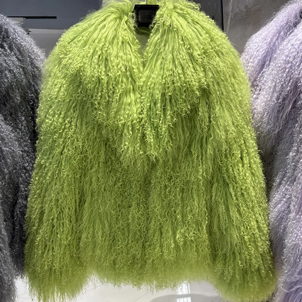 YOLOAgain 2025 Winter Warm Women's Real Mongolia Sheep Fur Jacket Plus Size 8XL Sheep Fur Coat