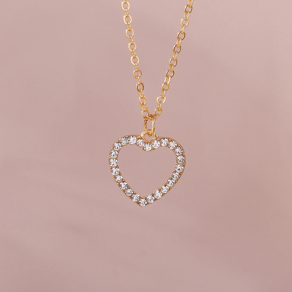 Aihua Gold Farbe Y2K Kristall Tier Herz Halskette Kpop Schlüsselbein Kette Halsketten für Frauen Mädchen Neue Trend Party Schmuck Geschenke – Detail 12