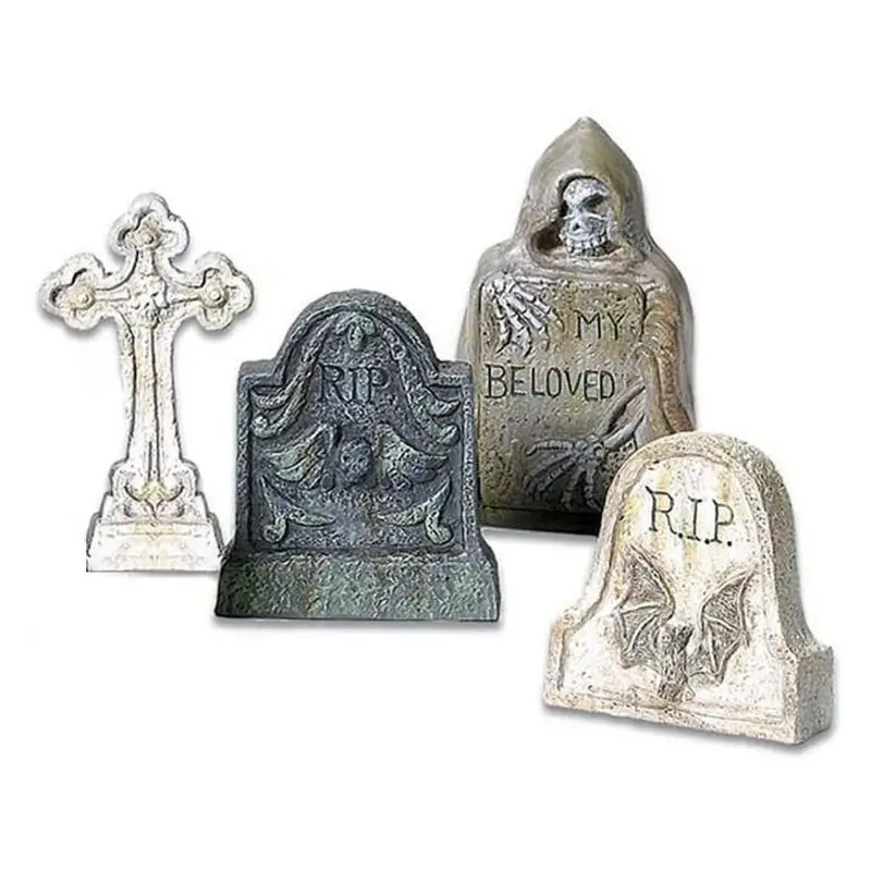 

Halloween Tombstones Home Decorations Graveyard Tombstone Cemetery 4 Different Signs Horror Atmosphere Mini Tombstones for Lawn