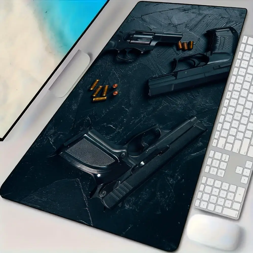 

Mouse Pad Desk Mat Art rendering gun design Mousepad with Stitched Edges Non-Slip Rubber Base keypad Extended pad gaming mat
