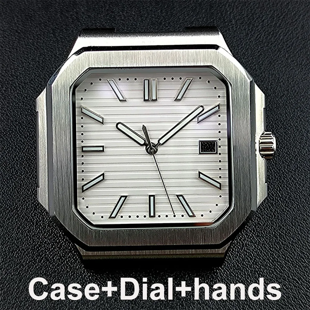 Квадратный корпус часов 38,5 мм, детали, складная застежка, ремешок для часов для корпуса NH35, модифицированный, подходит для механизма серии NH35, NH, сапфировое стекло