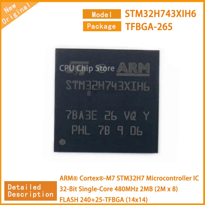 1~5Pcs  New Original  STM32H743XIH6 STM32H743  Microcontroller IC32-Bit Single-Core 480MHz 2MB (2M x 8)  FLASH 240+25-TFBGA