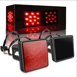 2'' Trailer Hitch Receiver Cover 15 LED Brake Led Lights Tube Cover 4 Pin Car Accessories Car Signal Lamp Warning Strobe Light