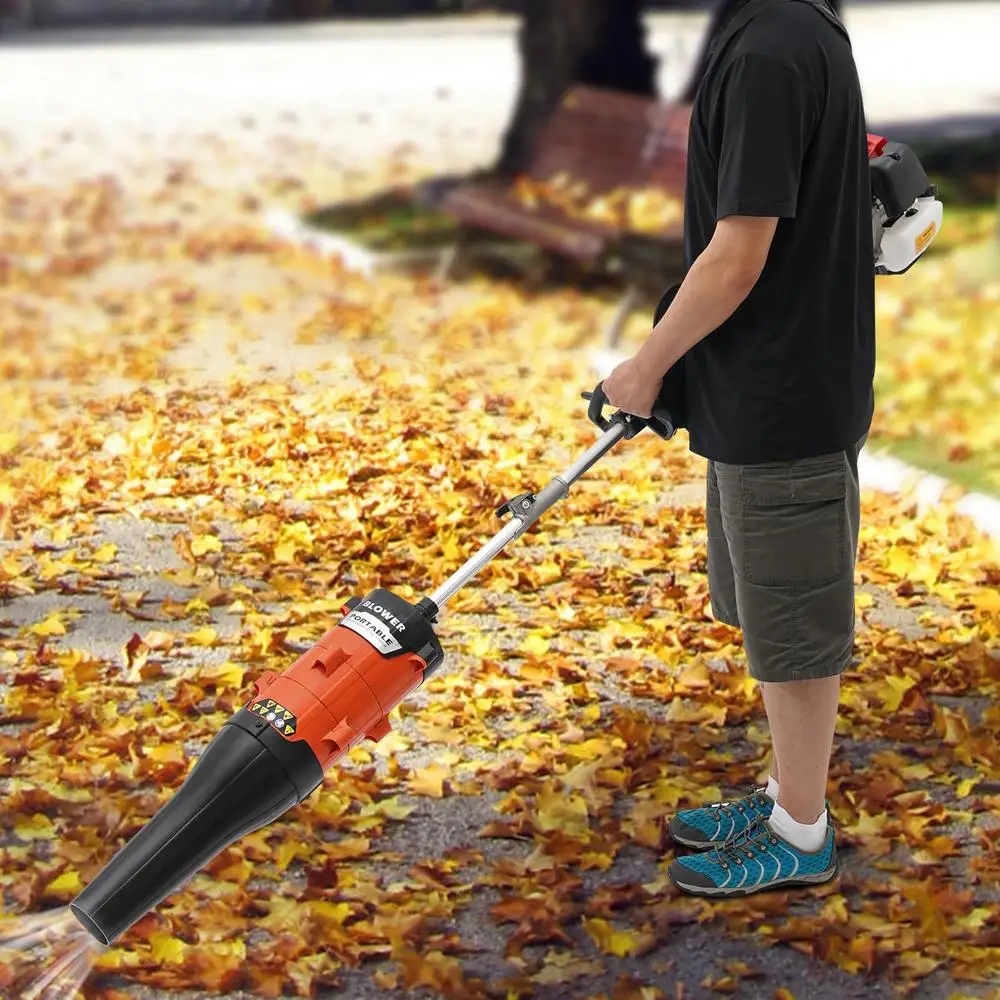 Handheld Gas Power Broom Artificial Turf Sweeper 2.3HP 52cc Nylon Brush Rustproof Durable Driveway Lawn Brush Snow Blower