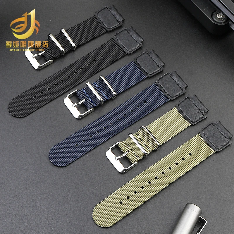 Canvas Nylon Watchband for Casio Watch Strap AE-1200 SGW-300/400/500 MRW200 a168w A158 A159 AE1200WH Breathable Watch Strap 18mm