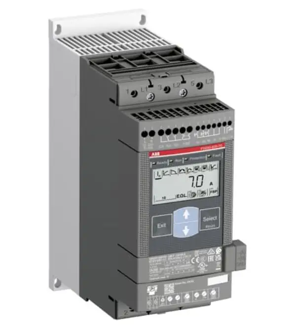 1SFA897105R7000 PSE45-600-70 10111517 Softstarter for max 600V main voltage and 100 - 250V 50/60Hz control supply voltage.