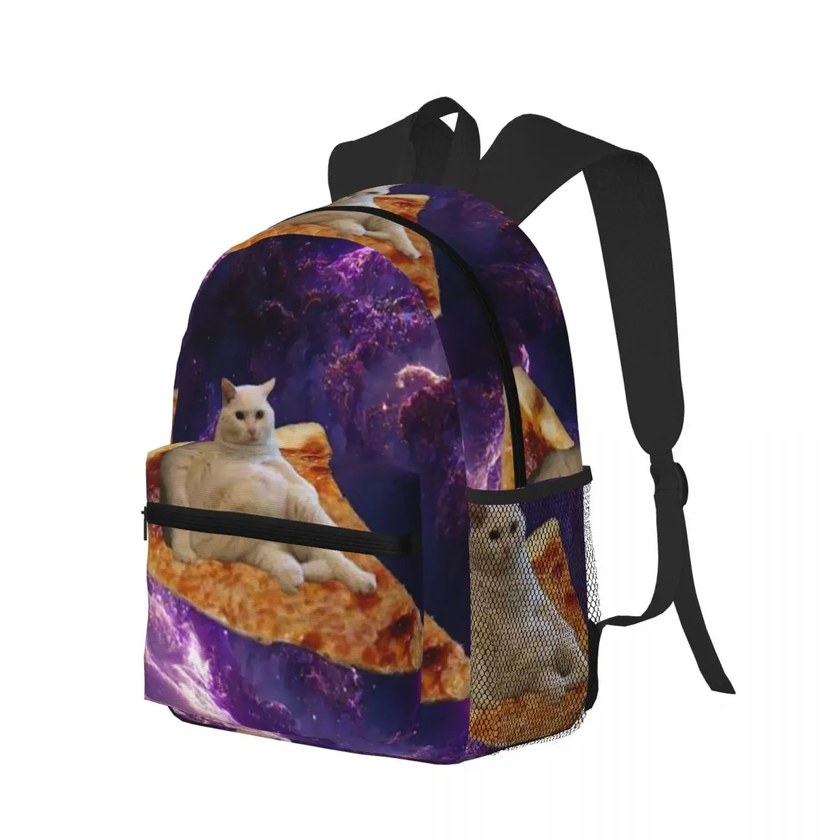 Space Pizza Cat Meme Student Backpack School Bag Hiking Travel Daypack for Boys Girls Bookbag Shoulder Bags