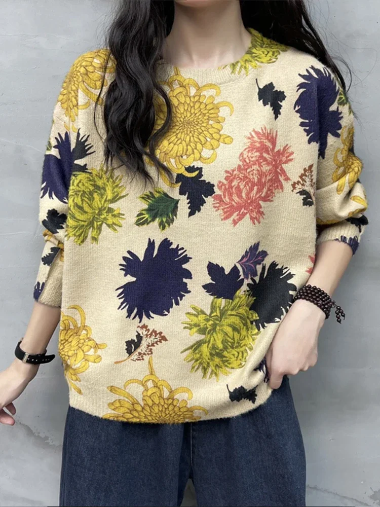 Max LuLu Korean Fashion Knitwear Womens Autumn Printed Loose Sweaters Ladies Casual Warm Pullover Classic Luxury Floral Jumpers