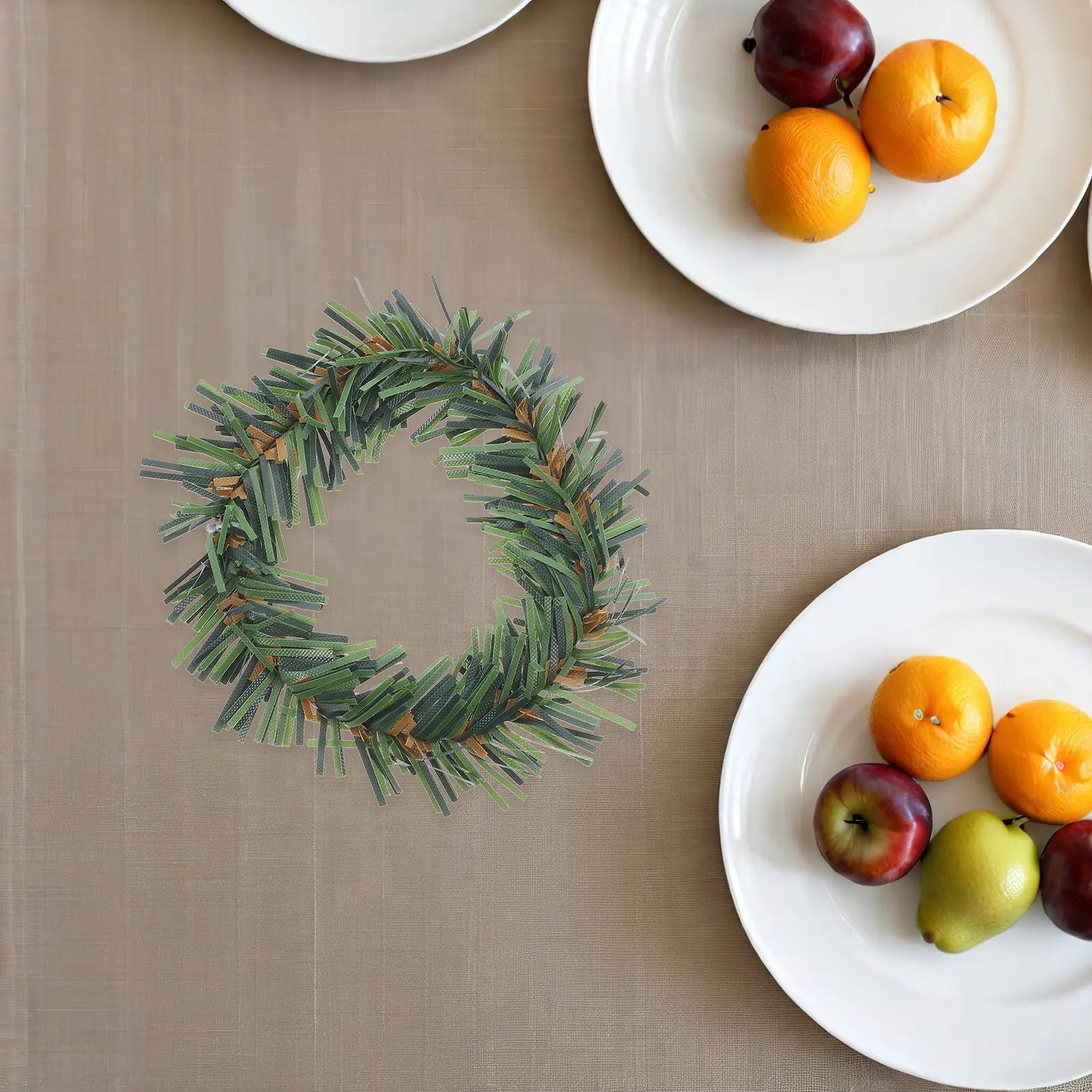 24Pcs Christmas Wreath Napkin Rings Mini Artificial Greenery Garland Holiday Table Decor Farmhouse Dinner Napkin Holder