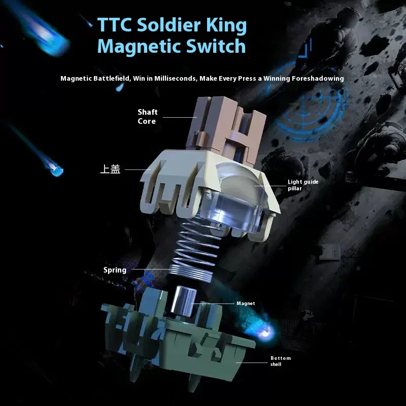 Ajazz Ak820max-Teclado mecánico inalámbrico de eje Ultra magnético, juego de grabado lateral de eje Bing Wang, deportes electrónicos, Bluetooth de tres modos