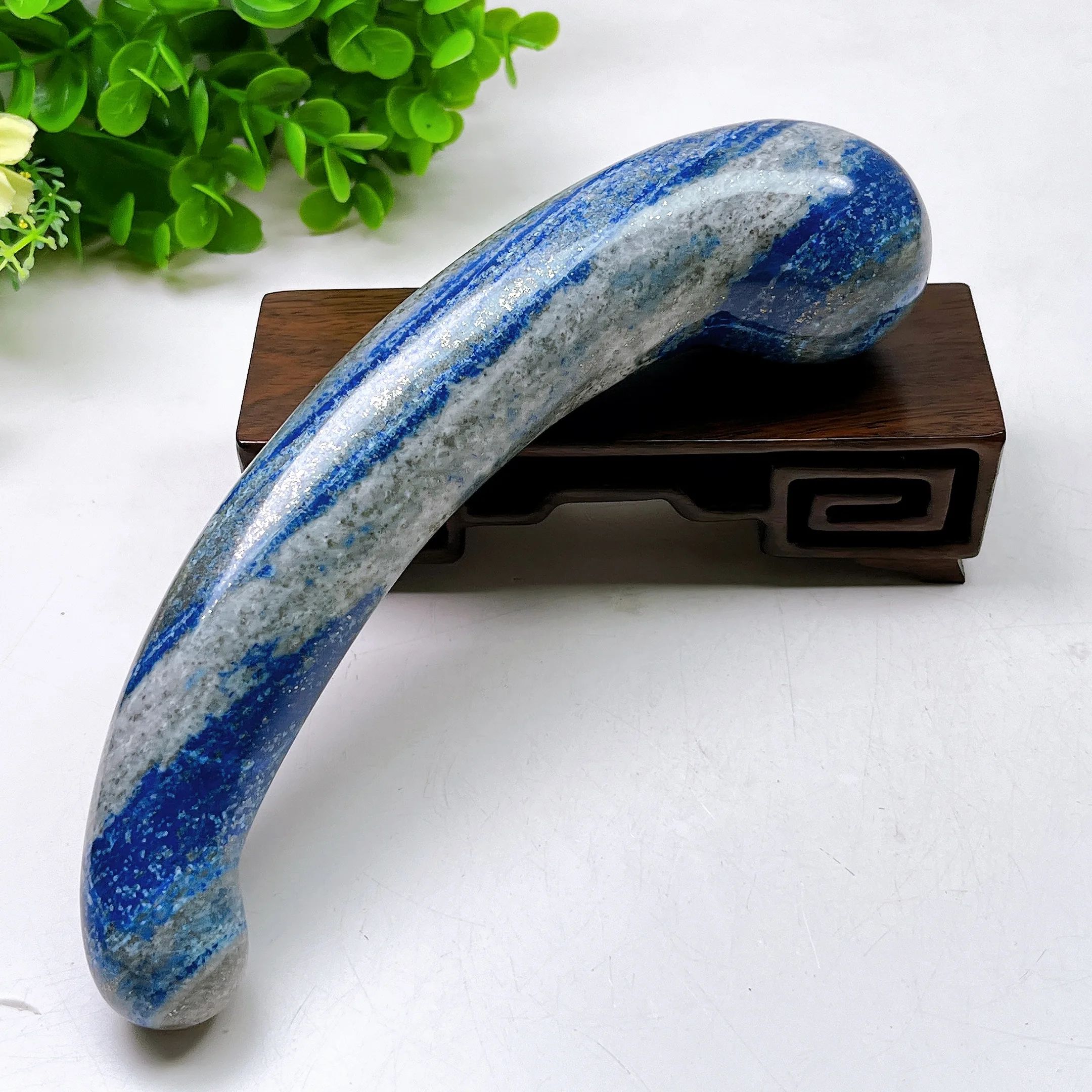 20cm Natural Lapis Lazuli Crystal Quartz Massage Penis Wand Reiki Gemstone Yoni for Women Health Smooth Polished Gifts