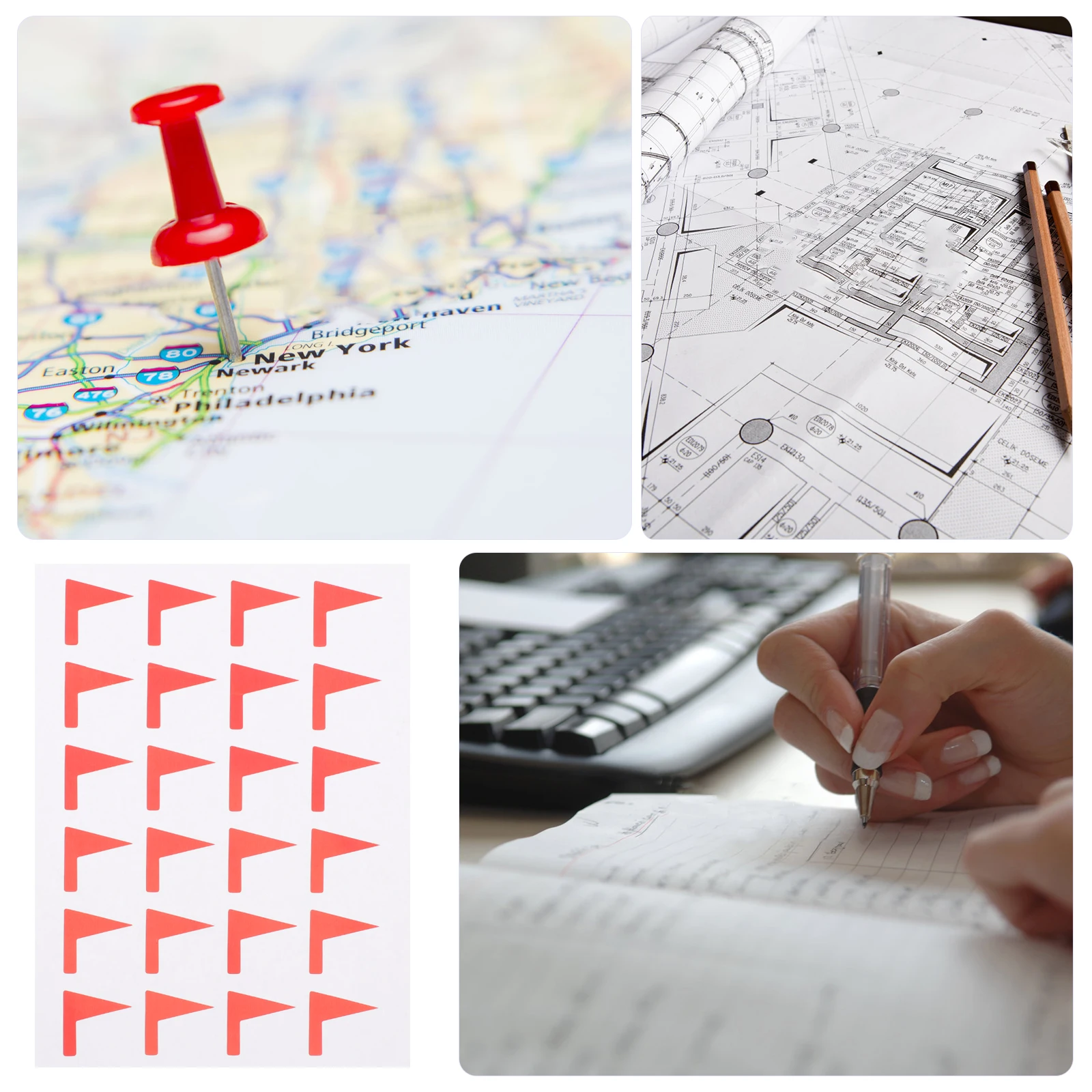 

1pcs Label Stickers Tag Marker Pen Flag Shaped Map Writeable Adhesive Classification Decals For Home Office Diy