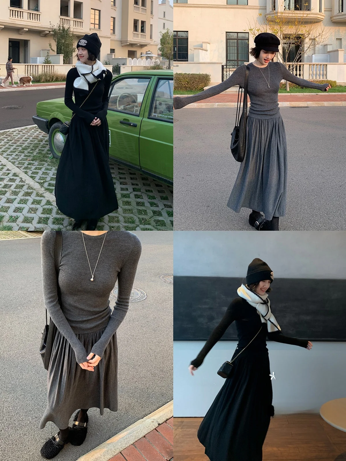 

Модный вязаный шерстяной комплект, матовый длинный све све, юбка длиной Ele, внутренняя одежда, женский ансамбль Hine Waable