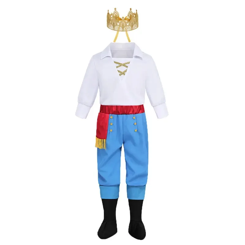 Boys Halloween Prince Eric Costume Kids Anime Cartoon Mermaid Prince Role Play Outfits