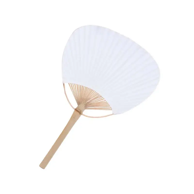 Bambu branco Paddle Fans para DIY, ventilador de caligrafia, pintura caligráfica, ventilador redondo em branco, arte produto criativo, verão