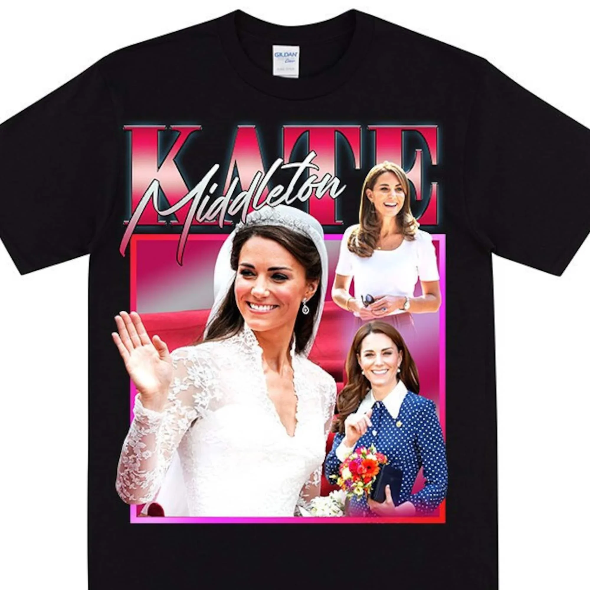 KATE MIDDLETON Homage T shirt For Royal Family Fans Retro With