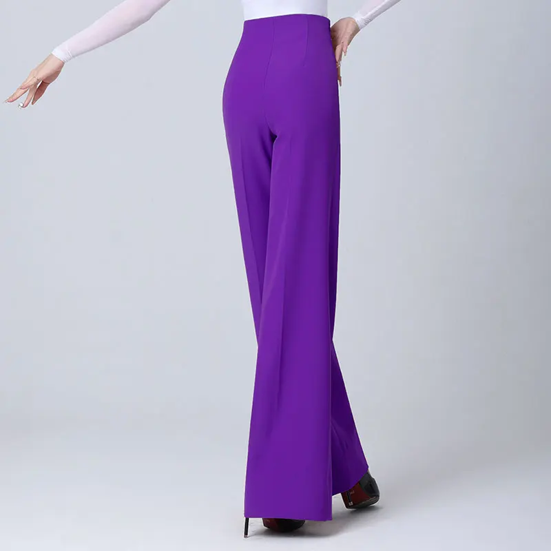 Doubl Purple Dance Pants New Straight Pants Latin Pants Temperament Latin Dance Dress Modern Dance Pants High-waisted Dance Pant