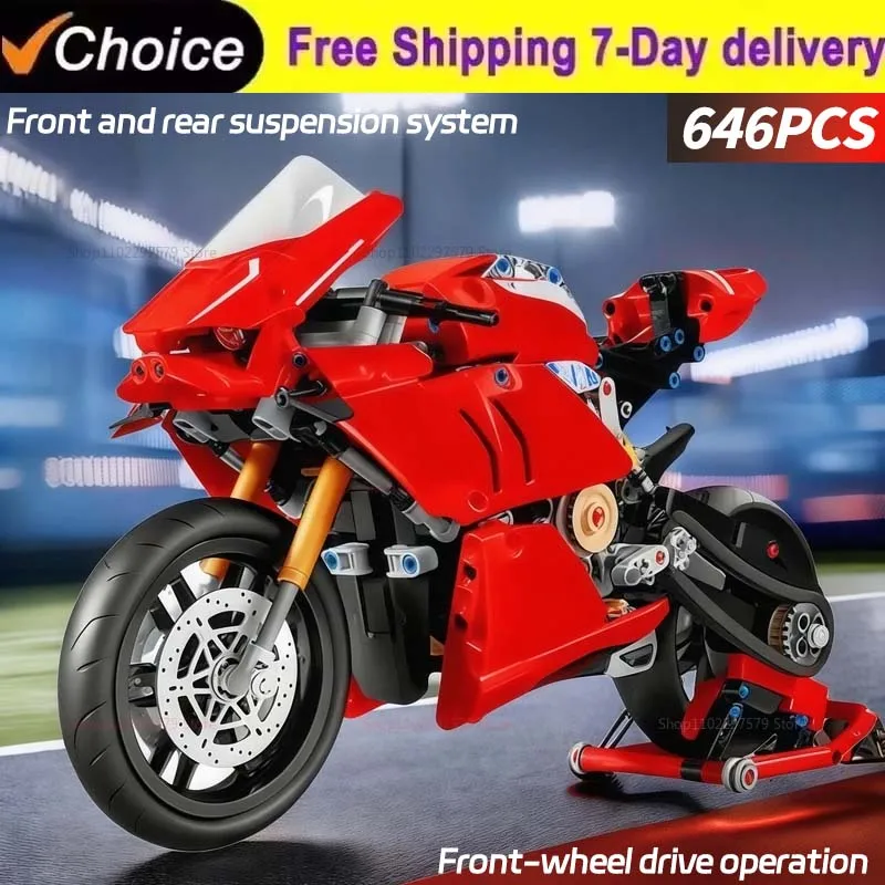

MOC Technical 42107 Superbike, мотоцикл, строительные блоки, комплект DIY, модель игрушки в подарок для мальчиков и взрослых, креативная коллекция, рождественский подарок