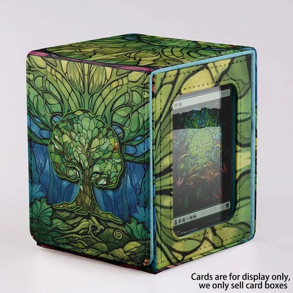 TCG Deck Box 100+ PU Windowed Single Deck PTCG DCG Tabletop Gametrading Cards Storage Box Free 35tp Shell Deck 2 Spacers 2 Dice — zdjęcie 3